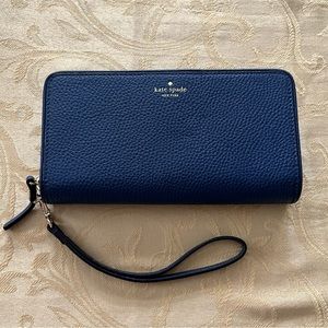 Kate Spade Blue Leather Wallet Wristlet